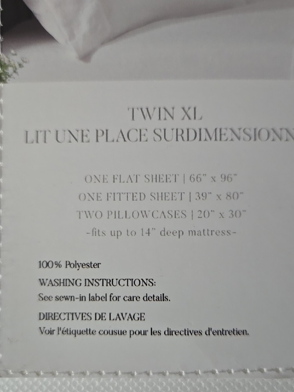 White 4-Piece Sheet Set - Twin XL - Picture 4 of 5